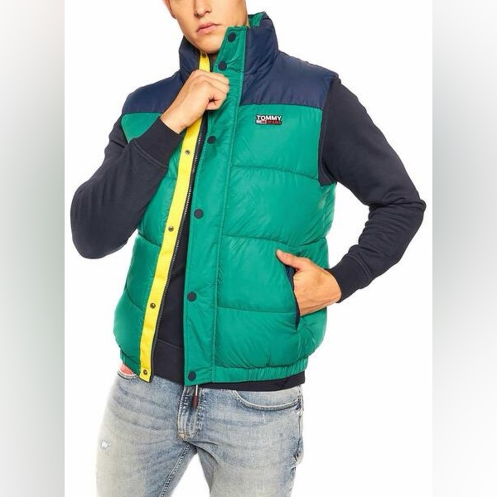 Tommy Jeans  Teal and Navy Puffer Vest men M  / women unisex